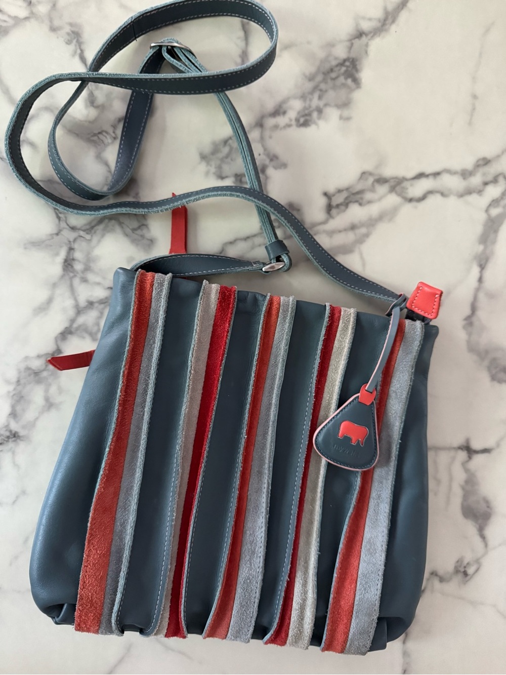 mywalit Italian Leather Seville Vertical Stripe Medium Crossbody Organizer Bag